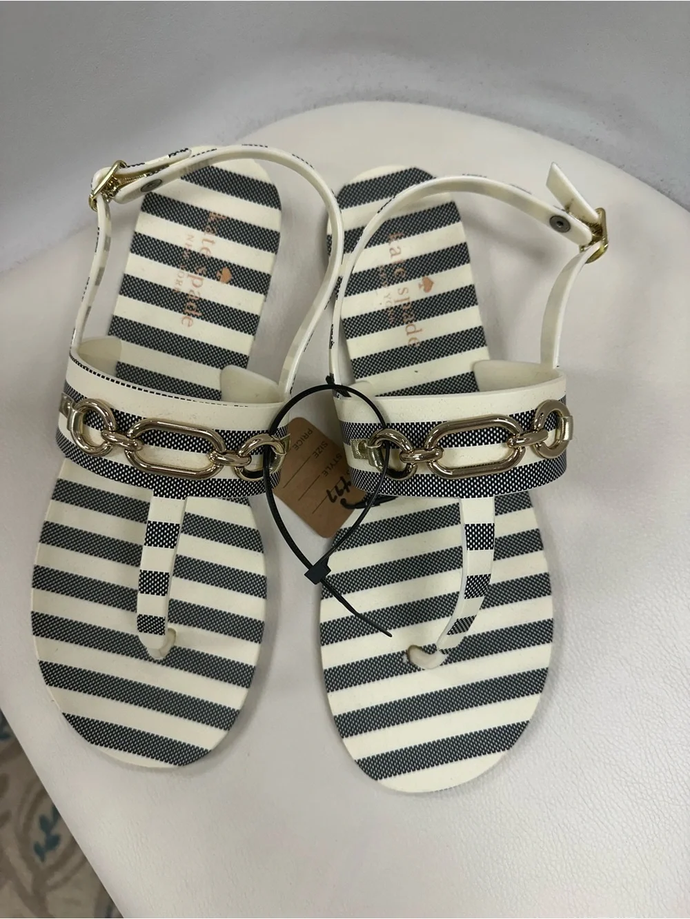 Kate Spade New York Striped Jelly Chain Thong Sandals Size 9 NWT